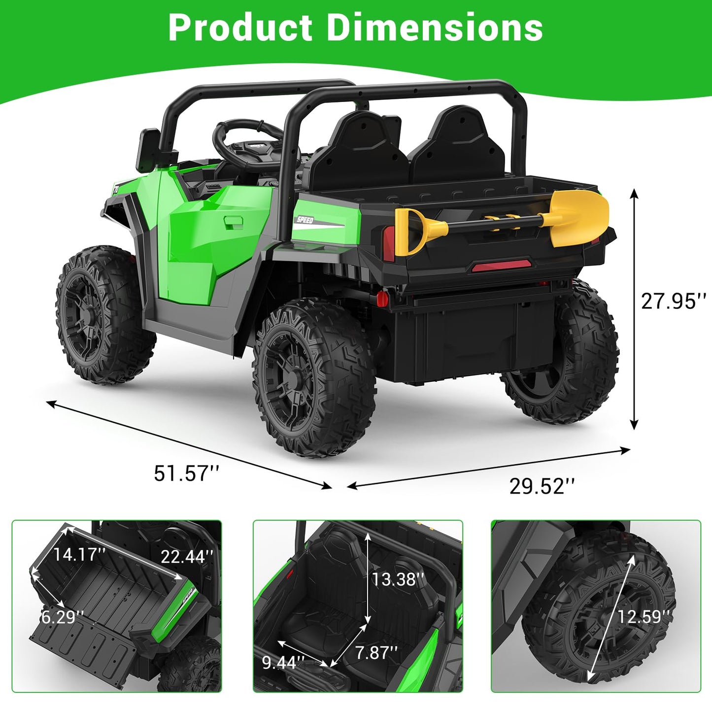Ride On Dump Truck, 24V Ride On Car with Remote Control, Electric Dump Bed and Extra Shovel, Ride On Tractors Car with Music Pla
