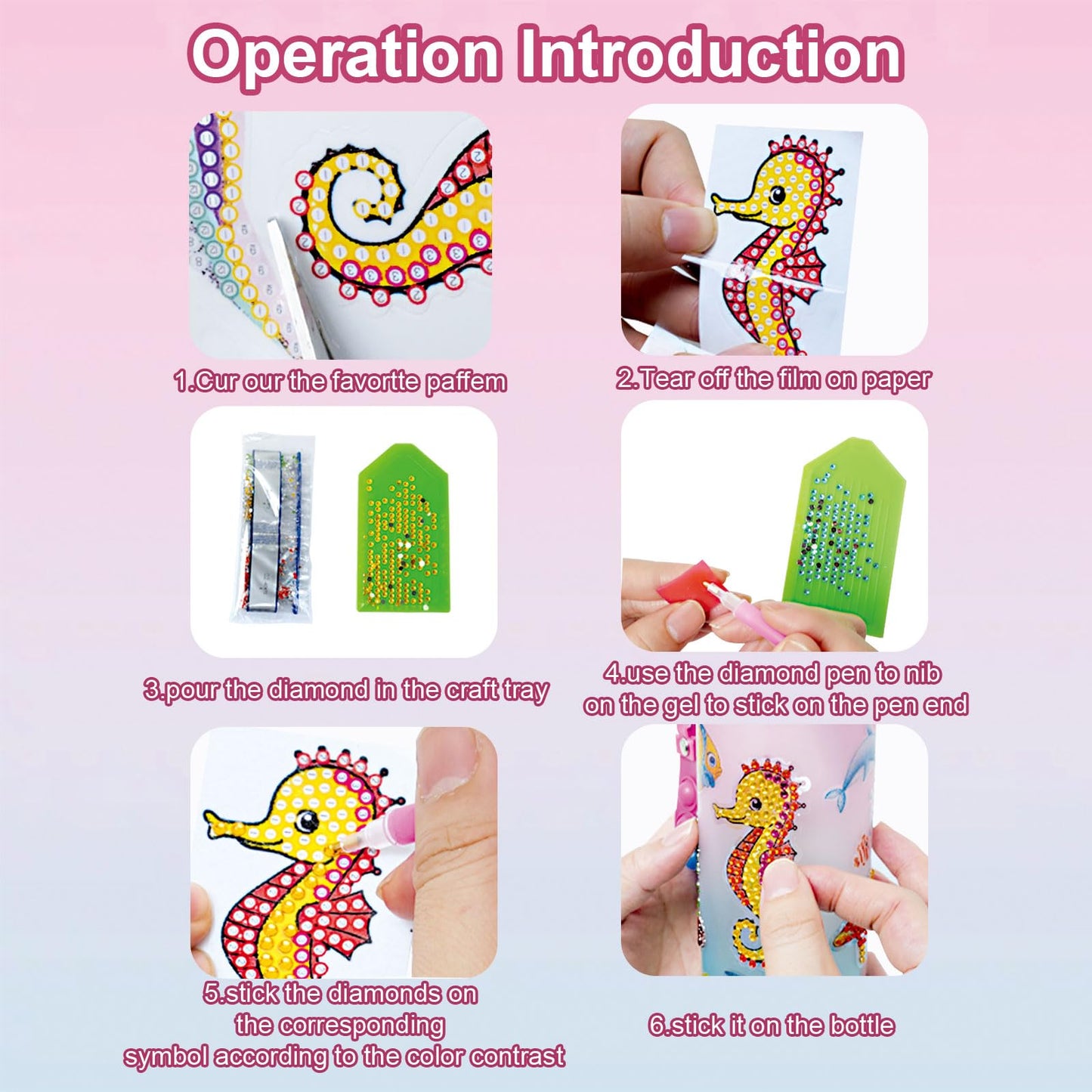 Decorate Your Own Water Bottle Kits For Girls Age 4-13, Mermaid Gem Girls Diamond Painting Crafts, Arts And Crafts Kits Toys Birthday Gifts For 4 5 6 7 8 9 10 Year Old Girls Kids (Mermaid 600Ml)