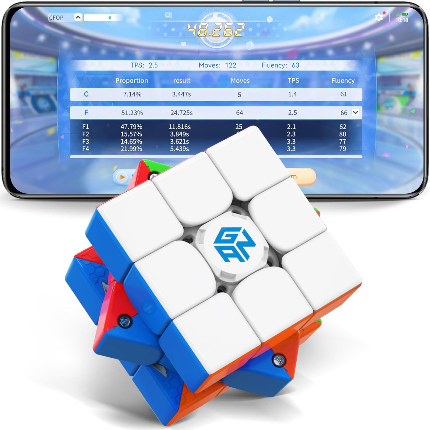 Gan 356 I 3 Stickerless Speed Cube, 3X3 Smart Cube 356 I3 Gans Magnetic Cube Intelligent Tracking Timing Movements Steps With Cubestation App Gan Cube Puzzle Toys(Gan Robot Not Included)