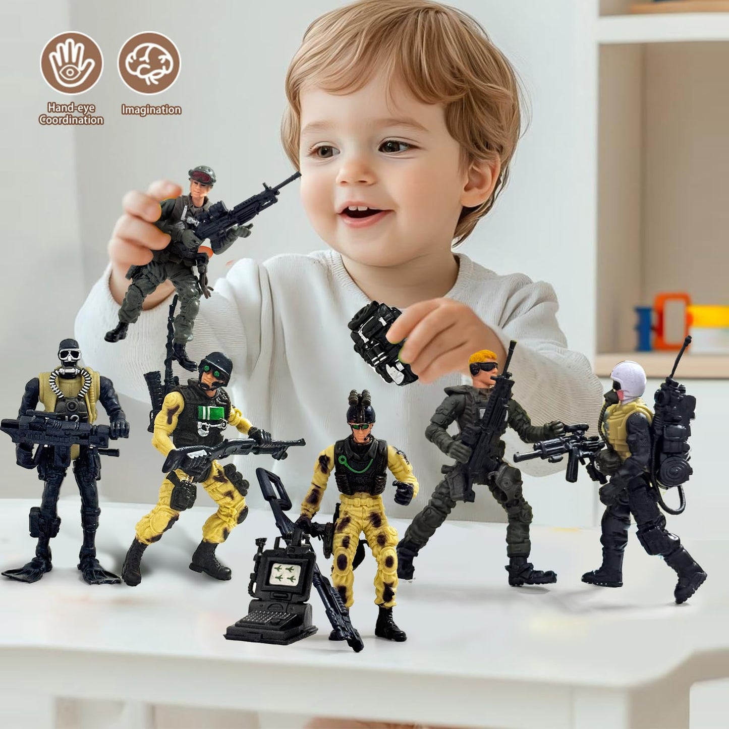Baimiby Army Men Action Figure  Soldiers Toy for Boys Age 4-7  6 Pcs Special Force Action Figure with  Military Soldier Playset Army Toy Set for Boys 3+