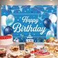 Blue Birthday Party Backdrop Blue Happy Birthday Banner Blue Photography Background For Home Decorations Party Supplies 70.8 X 4