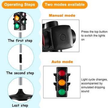 Hiboom 2 Pieces Traffic Light Toy 2 In 1 Simulation Safety Traffic Indicator Crosswalk Signal With Lights And Sounds For Birthda