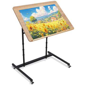 Krofem Rolling Jigsaw Puzzle Table With Wheels, Adjustable Height, Pneumatic Tilt, Extra Large For 1500 Pieces, Portable Puzzle