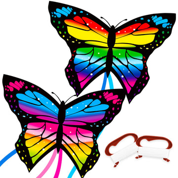 TOY Life 2 Pack Butterfly Kites for Kids Age 4-8 Boys  Beach Kites for Kids Age 8-12  Kites for mature-themed Easy to Fly  Large Kites for Kids Age 3-5  Rainbow Kites  Kids Kites Easy to Fly  Kids Outdoor Toy