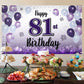 LASKYER Happy 81st Birthday Decorations,81st Purple Balloon Large Birthday Banner Backdrop Sign,81 Years Old Bday Party Supplies