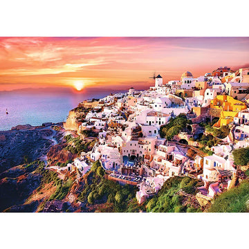Trefl Sunset Over Santorini 1000 Piece Jigsaw Puzzle Red 27'X19' Print, Diy Puzzle, Creative Fun, Classic Puzzle For Adults And Children From 12 Years Old