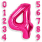 Suwen 40 Inch Hot Pink Large 4 Number Balloons Big Foil Helium Number Balloons 0-9 Jumbo Happy 4Th Mylar Birthday Party Decorati