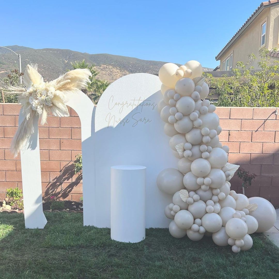 Bezente White Sand Latex Party Balloons - 150 Pack 5 Inch Matte Sand White Helium Balloons For Birthday Wedding Baby Shower Gend