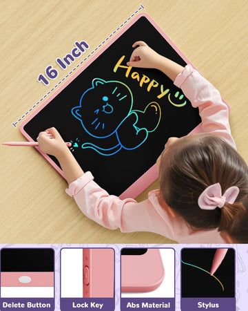 ORSEN LCD Writing Tablet 16 inch - Toddler Toys for 3 4 5 6 7 8 Year Old Girls Boys Birthday Gift Doodle Board Colorful Drawing