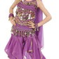 Cielary Kids Girls Belly Dance Halter Top Harem Pants Costume Set Halloween Outfit With Head Veil Waist Chain And Bracelets(Viol