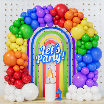 140Pcs Rainbow Balloons Different Sizes Assorted Color 5/10/12/18 Inches Latex Balloons,Multicolor Bright Balloons For Lgbt Wedd