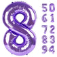 Purple 8 Balloon, Number Balloon 40 Inch, Purple Birthday Decorations, 8 18 28 38 80 Birthday Balloons, 8Th Purple Party Supplie