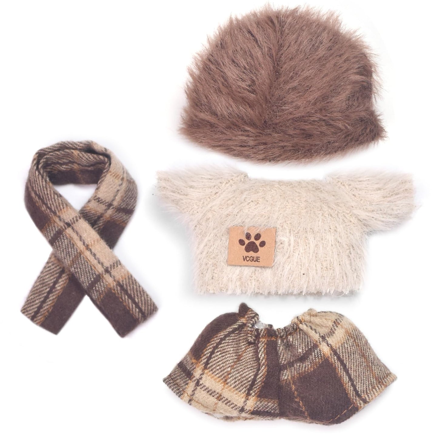 WASAFV Clothes for Labubu (NO Doll) fit 17cm(6.69'')  enhanced Outfit with Accessories  Soft & Stylish Hand-Woven Doll Set  Pants