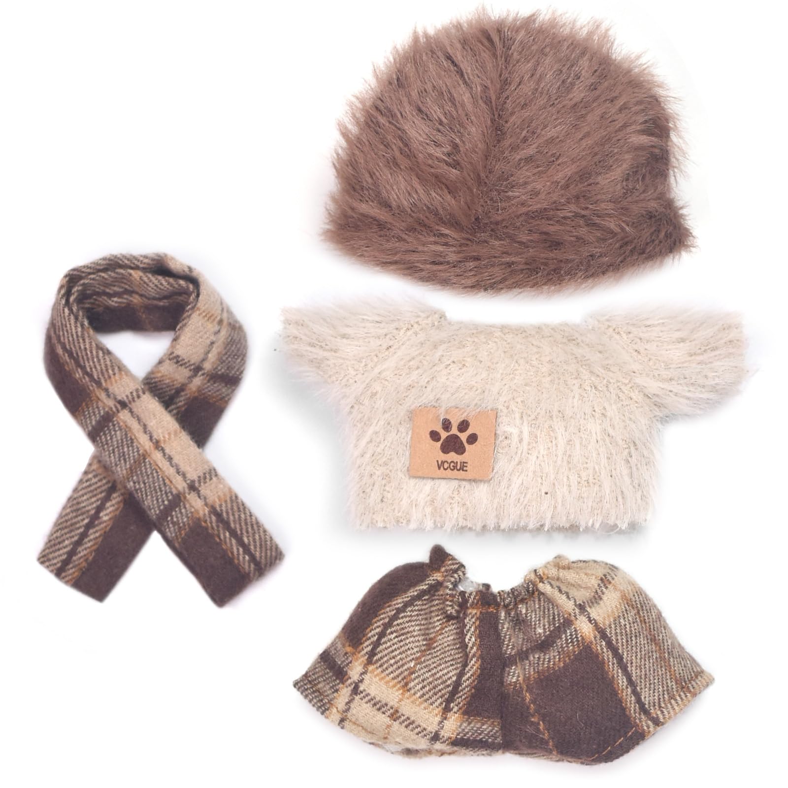 WASAFV Clothes for Labubu (NO Doll) fit 17cm(6.69'')  enhanced Outfit with Accessories  Soft & Stylish Hand-Woven Doll Set  Pants