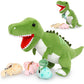 Tezituor Giant Dinosaur Stuffed Animal 23.6'' Big T-Rex Mommy Dinosaur Plush Toy With 3 Cute Baby Dinosaurs & 3 Egg Bags Inside Its Zippered Tummy For Boys Girls