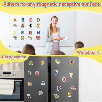 Kasfalci Magnetic Letters And Animals,52 Foam Objects,Refrigerator Fridge Magnets For Kids,Abc Magnets For Toddlers,Alphabet Lea