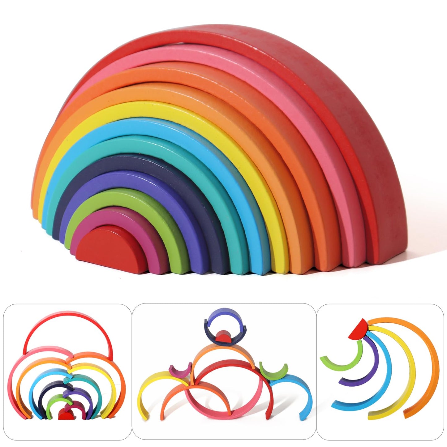 Montessori Rainbow Arch Building Blocks - 12-Piece Creative Stacking Toy for Kids, Multifunctional Educational Playset for Fine