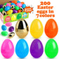 Surcvio [6 Surprise Golden Eggs] 200 Pack 2.3 Inch Plastic Easter Eggs, Empty Easter Eggs Fillable, Bright Colors Plastic Eggs B