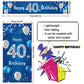 Happy 40Th Birthday Door Cover Porch Banner Sign Set - 40 Years Old Birthday Decoraions Party Supplies For Men - Blue