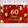 60Th Birthday Backdrop Banner Decorations Red And Gold For Women Men Happy 60 Years Old Bday Background Photography Party Decor Sign Supplies