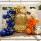 Blue Orange Ivory Balloon Garland Kit - Double Stuffed Navy Balloon Arch Kit with Gold & Confetti Balloons for Birthday, Fall, F