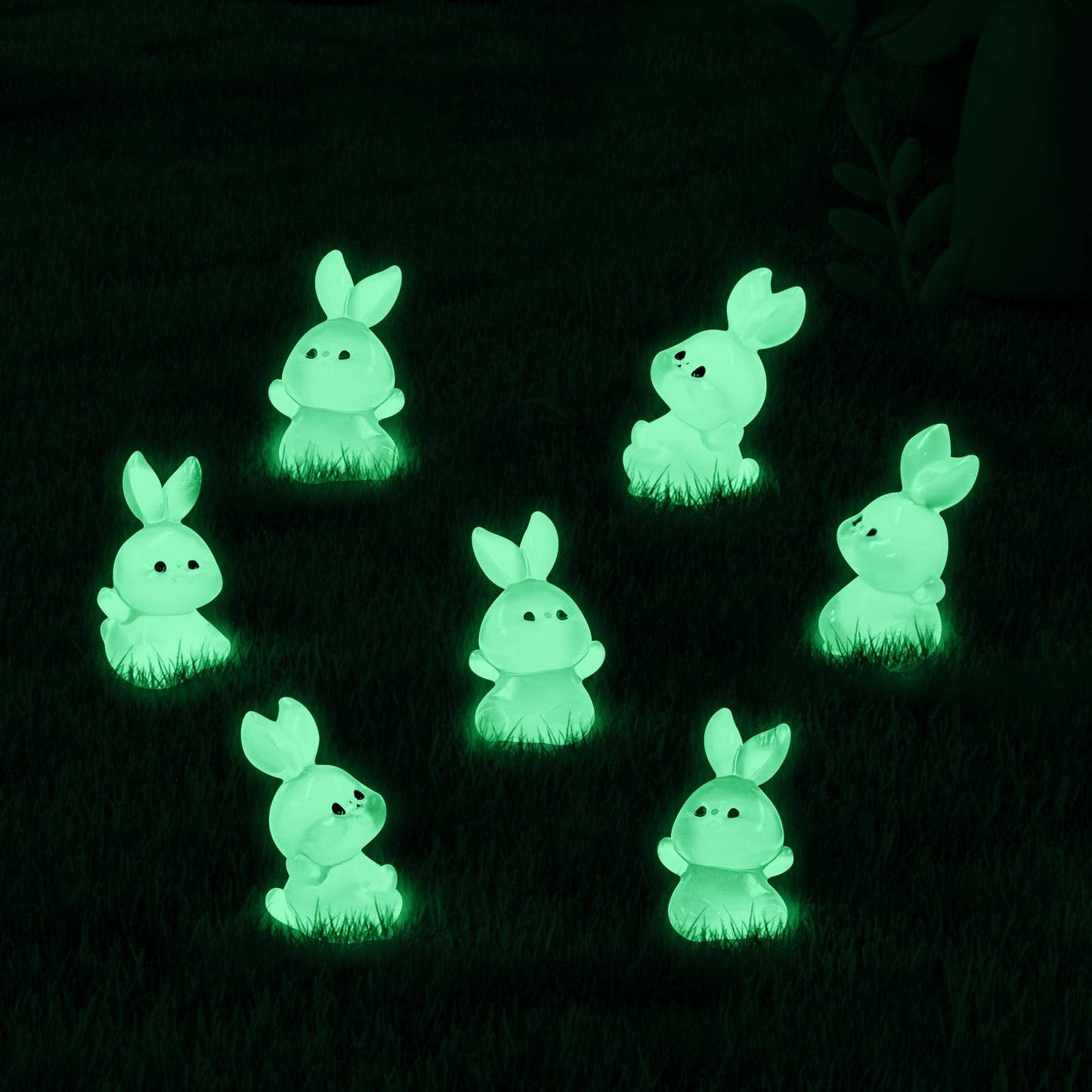 Homico 30 Pieces Rabbit Miniature Figurines Luminous Mini Easter Bunny Small Rabbits Mini Resin Animals For Dollhouse Fairy Gard