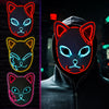 Varuotu Demon Slayers Mask LED 3Pcs Japanese Fox Mask Anime Merch Glowing Masks Halloween Costume Cosplay Masquerade Props (3Pcs