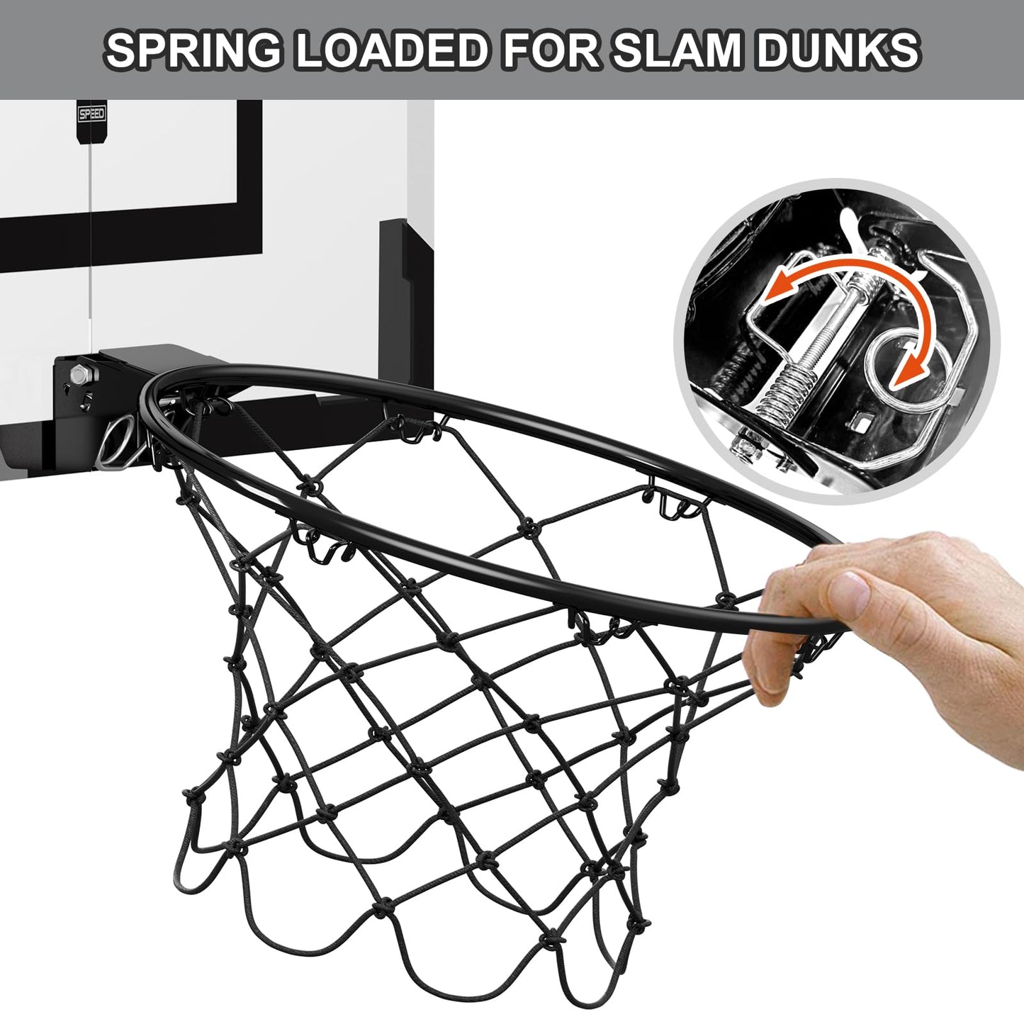 Hyes 24'' X 16'' Large Basketball Hoop Indoor For Adults, Over The Door Basketball Hoop With Sturdy Backboard, Big Basketball To