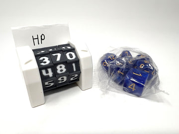 Munnygrubbers - 1 Pack Life Counter - Hp Tracker With Tracking Card Slot - (Random 7Pc D20 Dice Set Included) - Mtg - Tabletop R