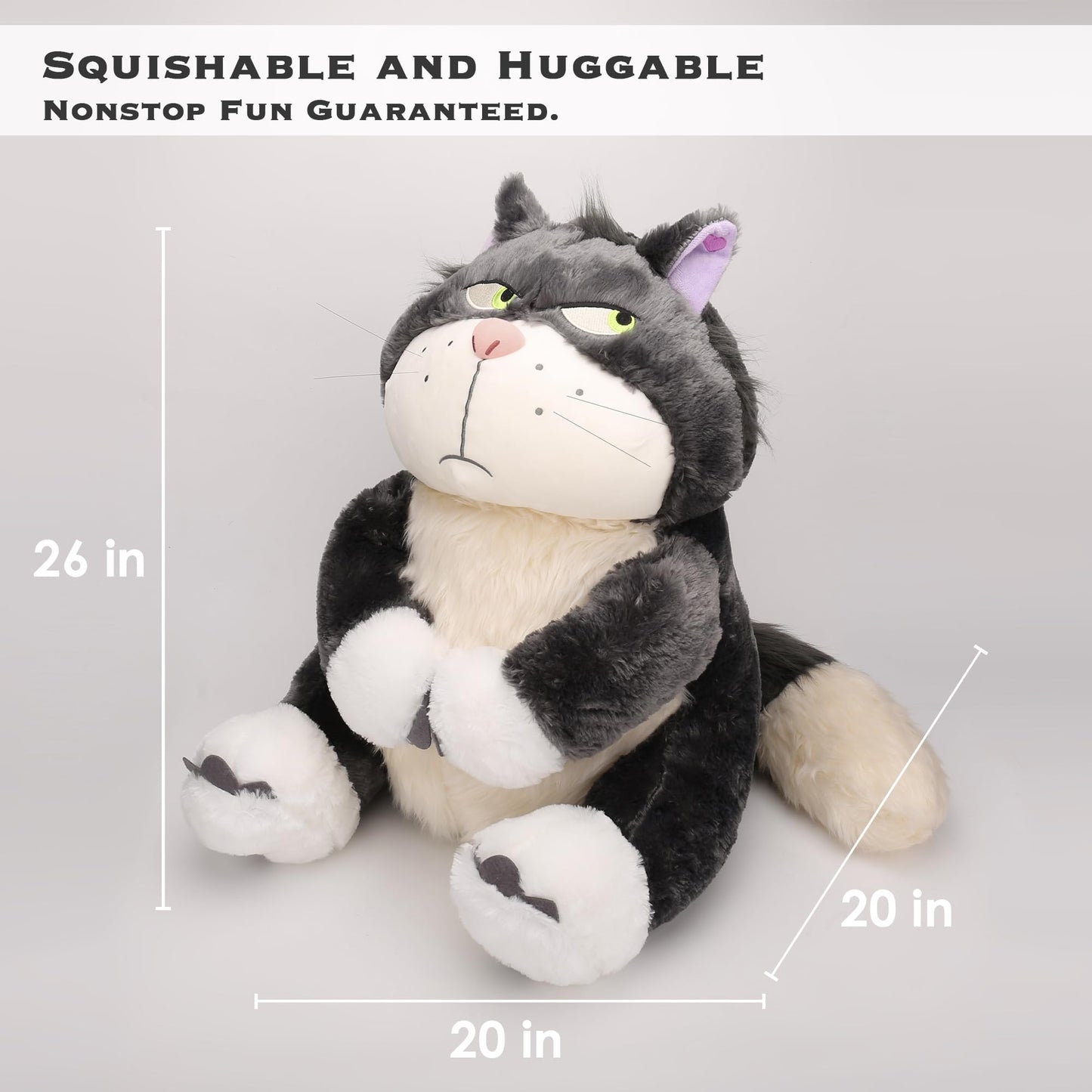 Juju GOODS Lucifer Cat Plush - Large 26" Black Stuffed Animal - PP Cotton Plushie