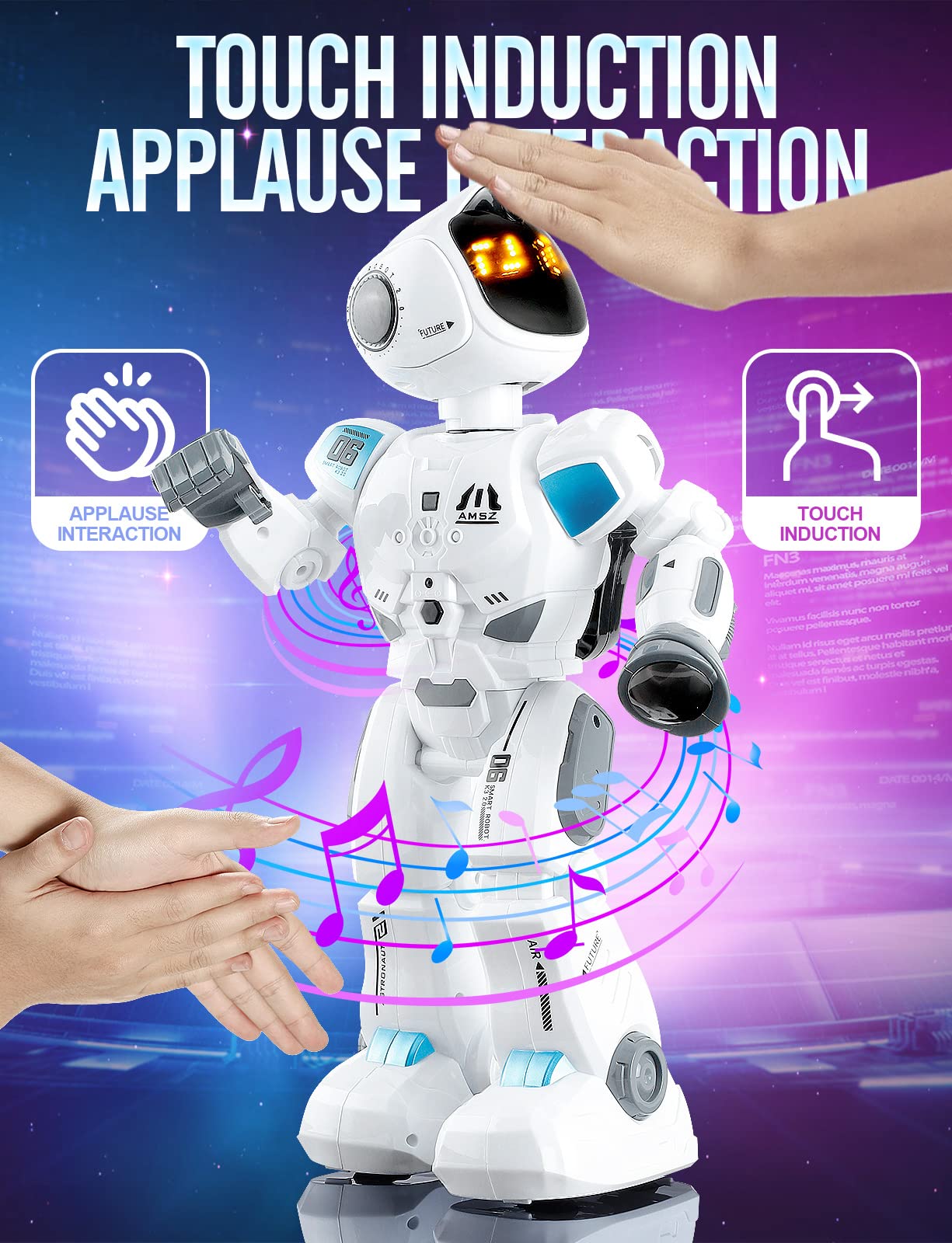 Large Smart Emo Robot Toys For Kids 5-7,Gesture Sensing Programmable Interactive Remote Control Robots For 8-12 With Led Eye Exp
