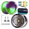 MAGICYOYO Pack of 2 Finger Spin Trick Yoyos  V10 Purple Green & K2 Black Responsive Yoyos for Kids Beginners  Unresponsive Yoyo Bearings Kit for mature-themed Professional +12 Strings  Yoyo Case Storage Bag