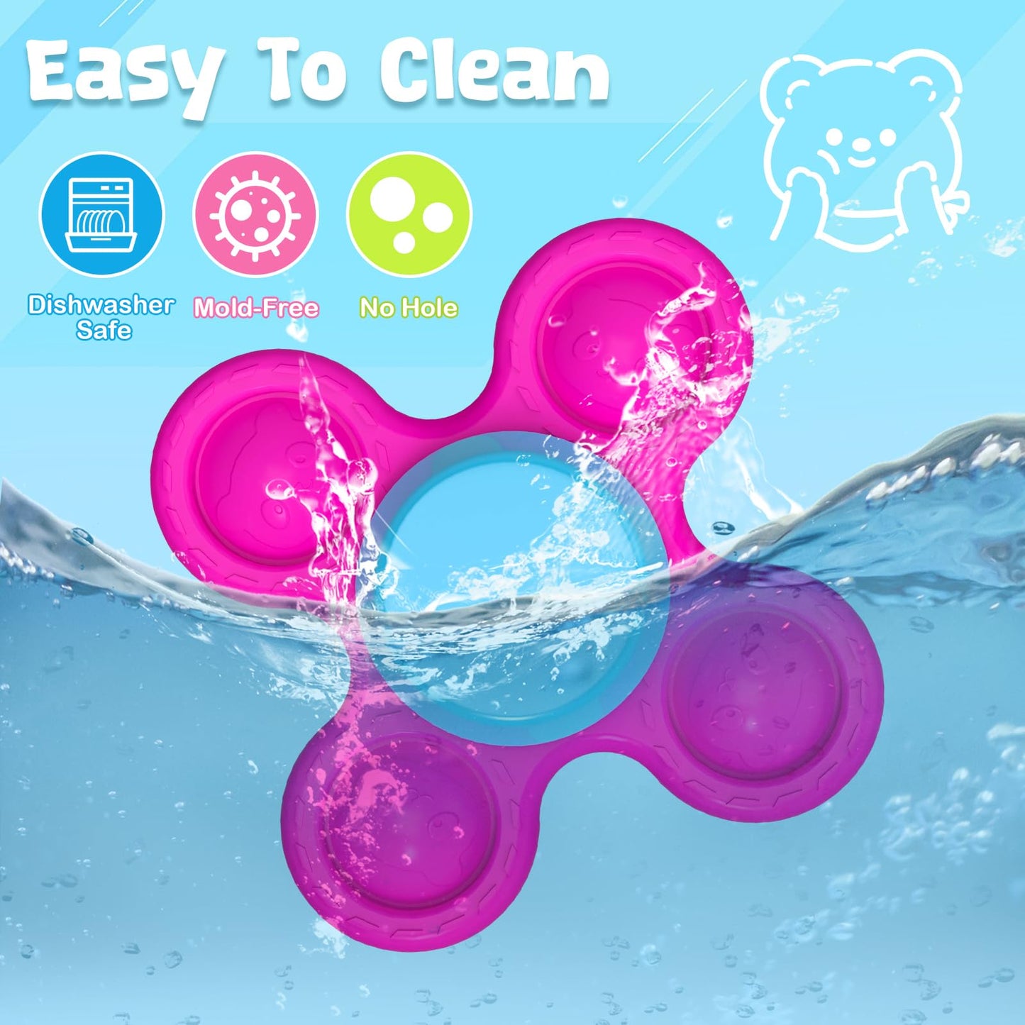 Suction Spinner Toy for Babies Cute Animals Spinning Toys for Toddlers Travel Toy Sensory Bath Toys for Babies 10-12 Months Gifts for Kids Suction Cup Toy