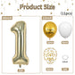 40 Inch Light Gold Number 1 Balloon, 1St Birthday Balloons, Confetti Balloons Gold Birthday Print White Latex Balloons Giant 1 F