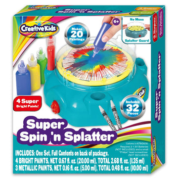 Creative Kids Super Spin n Splatter Art Machine Artas and Crafts for Boys and Girls Ages - Painting Spinner Toys for Kids - Gif