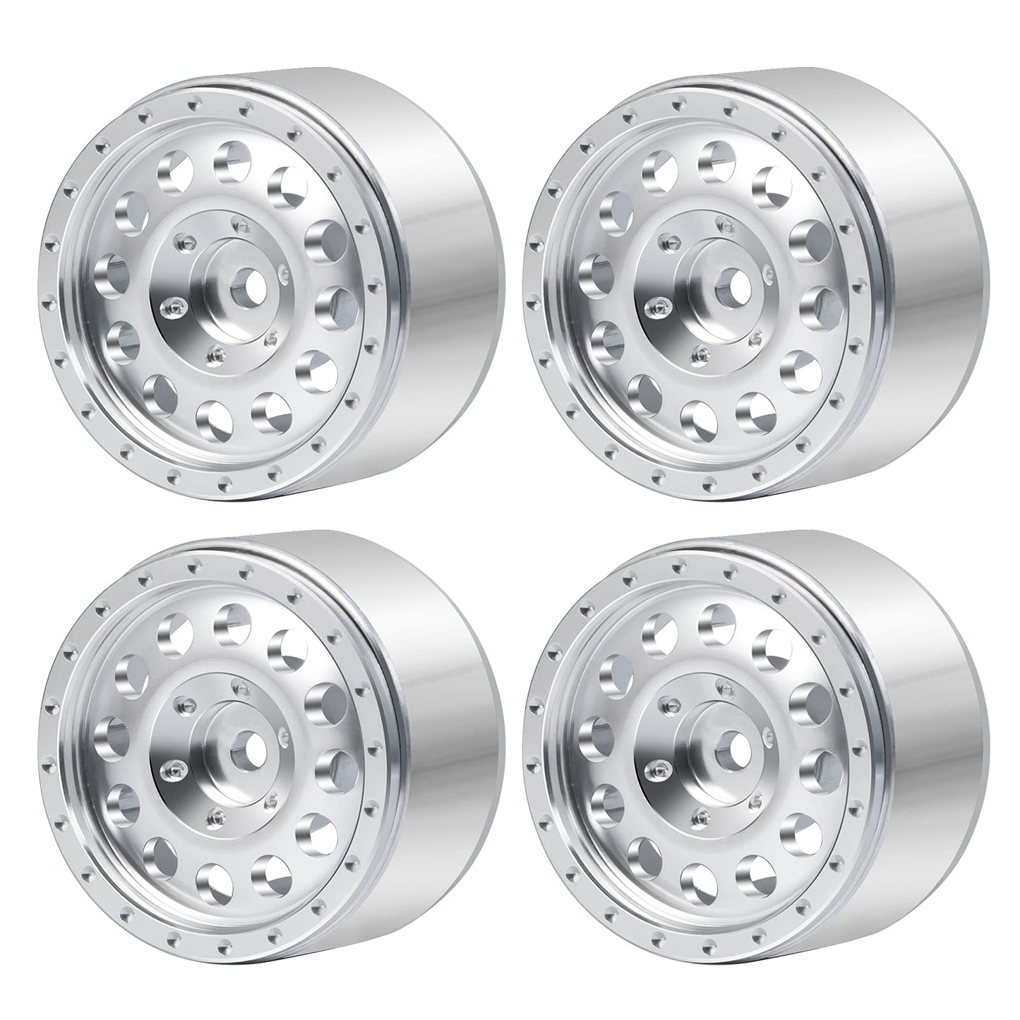 RC-Hub 4Pcs 1.0'' Micro Beadlock Wheels 1.0 Wheel Rims for 1/24 Axial SCX24 90081 AXI00001 AXI00002 RC Crawler Car Silver