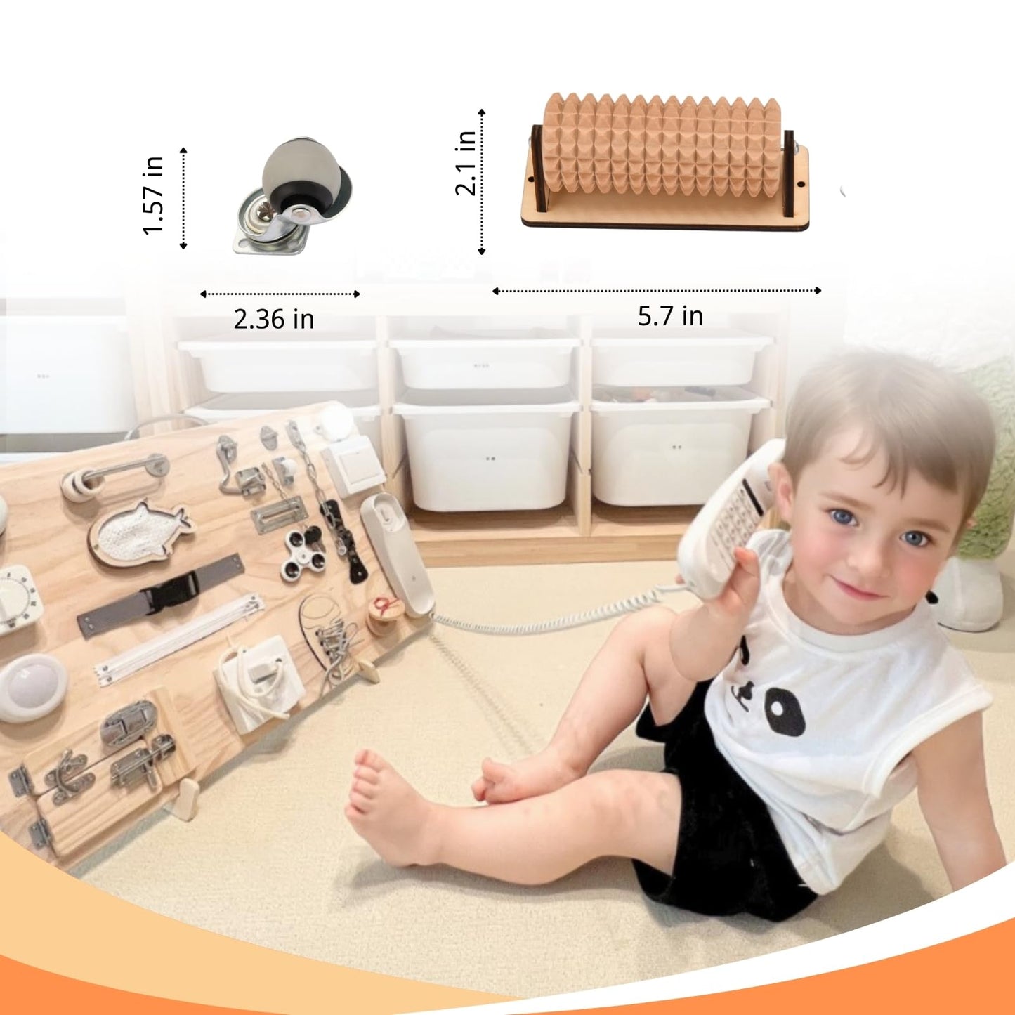 4 Pieces Busy Board Diy Parts - Diy Materials For Parents - Sensory Board Accessories -Wheels-Flip Sequin Fish-Wooden Roller-Bea