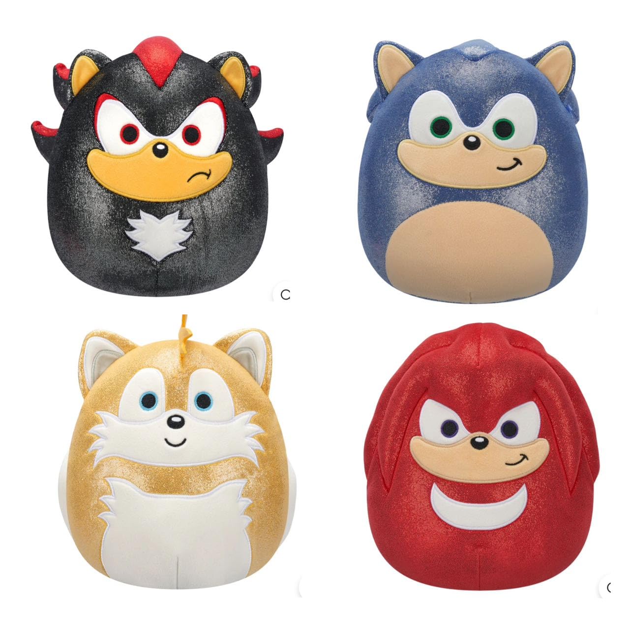 Squishmallows Kellytoy Christmas 2024 Metallic Sonic, Knuckles, Tails, Shadow Plush Toy (8/'' Set of 4 Sonic) 8 inch