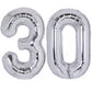 40 Inch Number 30 Balloon Silver Jumbo Giant Big Large Number 30 Foil Mylar Silver Balloons 30Th Birthday Party Anniversary Deco