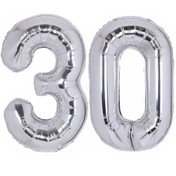 40 Inch Number 30 Balloon Silver Jumbo Giant Big Large Number 30 Foil Mylar Silver Balloons 30Th Birthday Party Anniversary Deco
