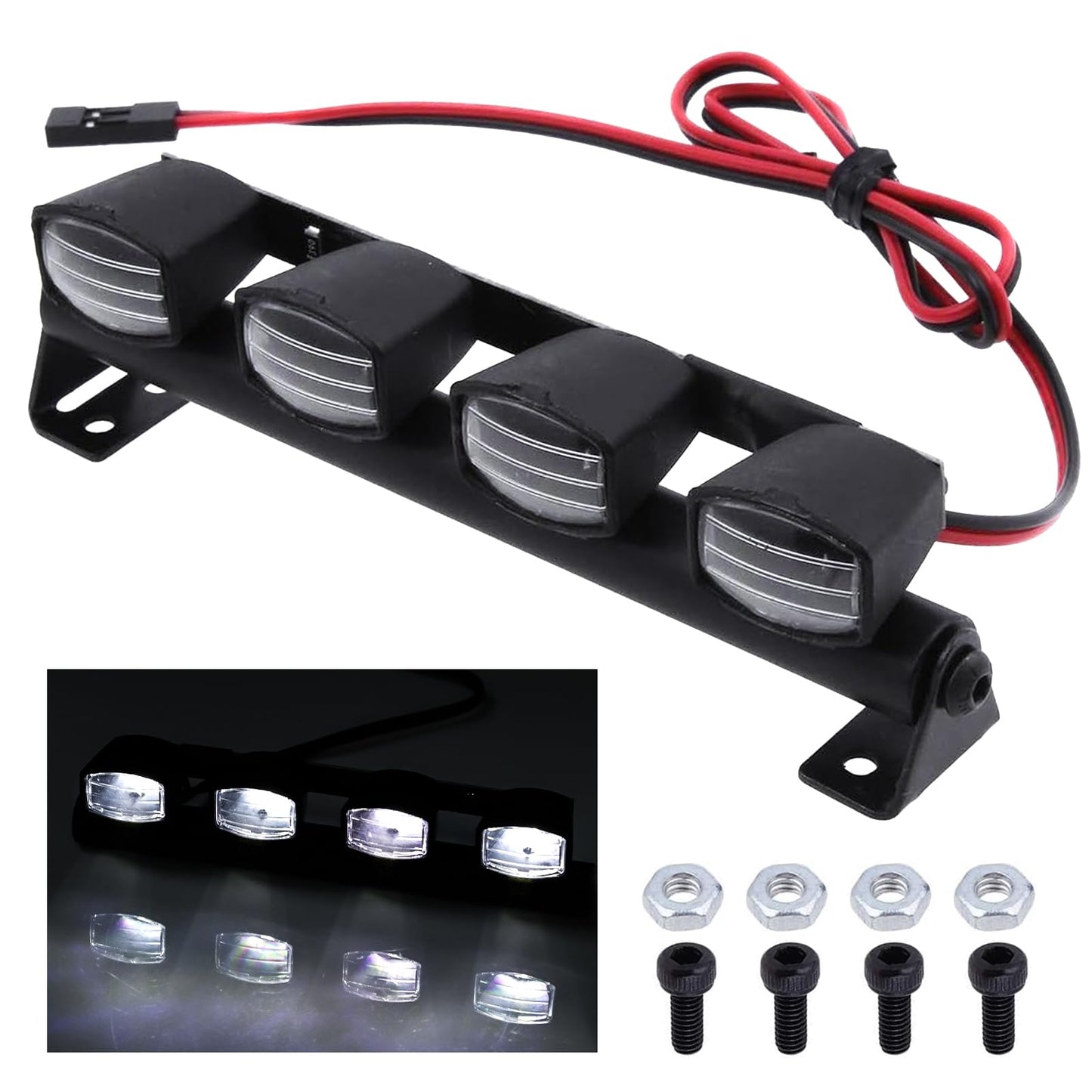 Hobbypark Rc Car Light Bar Kit 4 Leds Body Shell Roof Lights For 1/10 Rc Crawler Car Truck Accessories