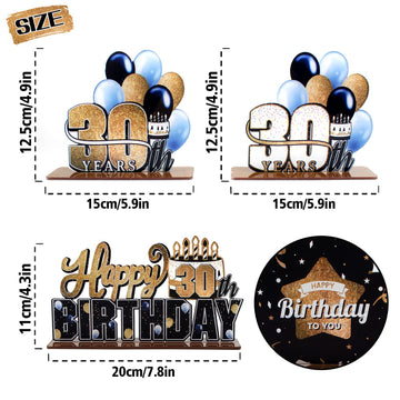 Lingteer Happy 30Th Birthday Gold Acrylic Table Topper Centerpieces Set - Cheers To Thirty Years Old Birthday 30Th Bday Party Gift Decorations.