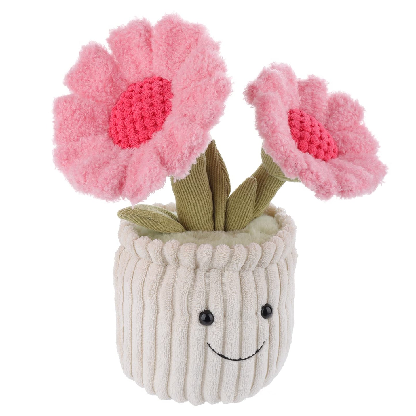 Apricot Lamb Plush Toy - Kawaii Pink Flower Pot, Soft Polyester Stuffed Animal, 9" for Kids