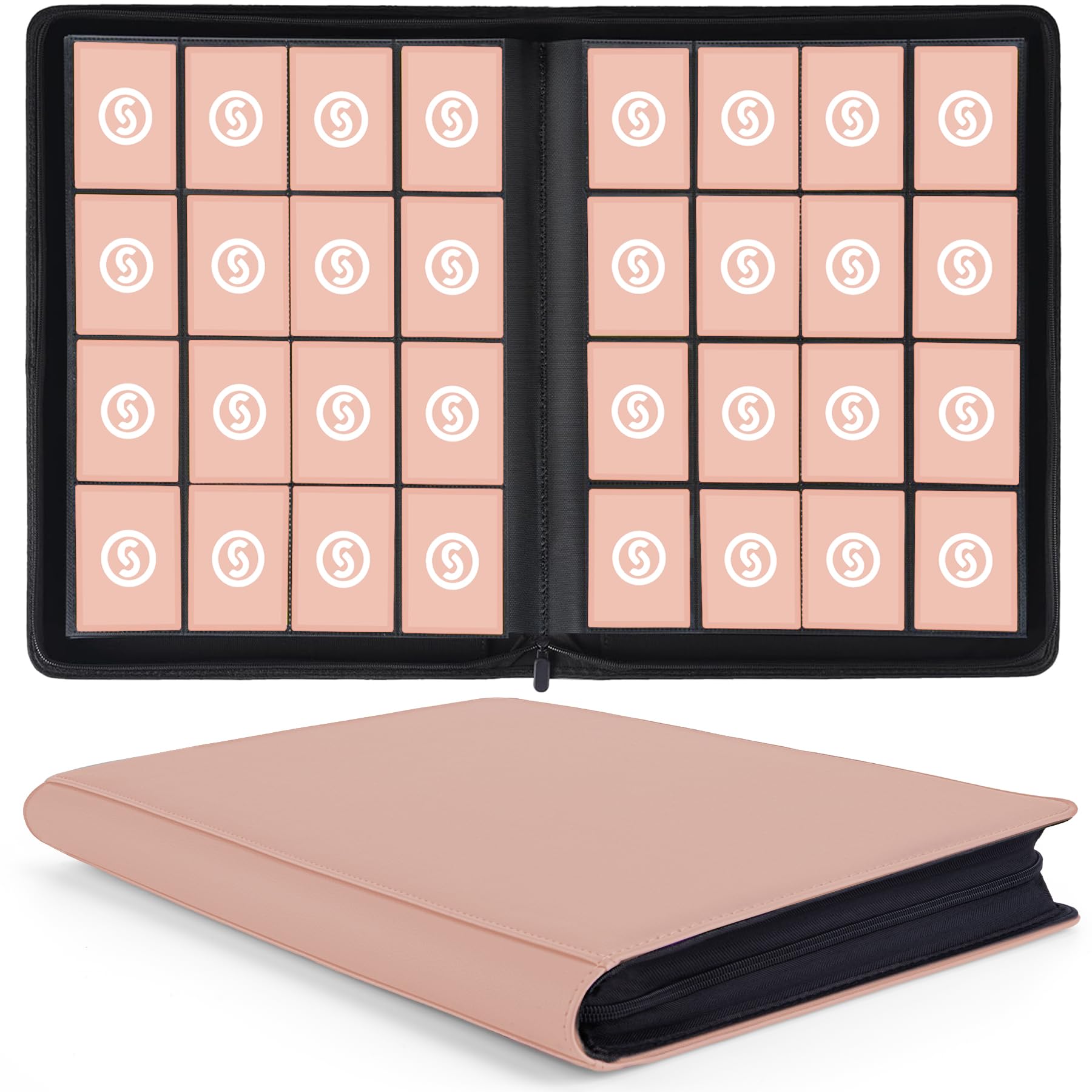 1000+ Pockets Trading Card Binder  enhanced 16 Pocket Card Binder  Ringless Side Loading Collection Album Holder Folders for MTG  TCG  Game Cards & Sports Cards (Pink)