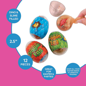 Fun Express Dinosaur In Slime Filled Plastic Eggs - Active Play Toys And Easter Egg Basket Ideas - Birthday Party Favors For Boy