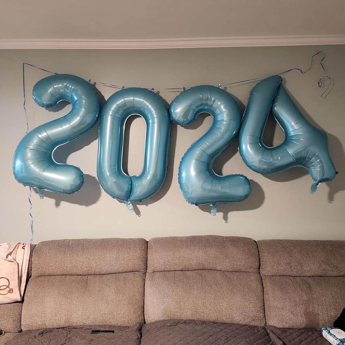 Paticool 40 Inch Blue Number Balloon 4, Large Light Blue Number Foil Mylar Balloons For Birthday Party Celebration Decorations S