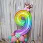 Paticool 40 Inch Rainbow Number Balloon 9, Large Number Foil Balloons Mylar For Girl Boy Birthday Party Celebration Decorations