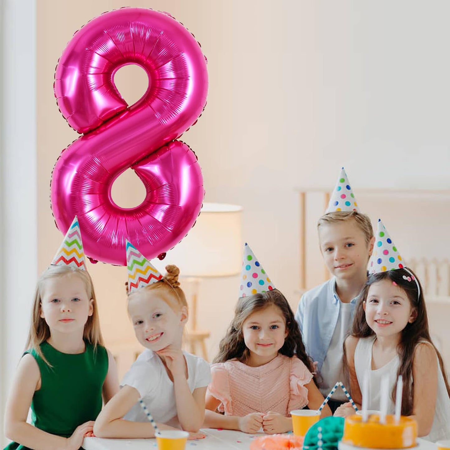 Toniful 40 Inch Hot Pink Large Numbers Balloon 0-9 Birthday Party Decorations,Foil Mylar Big Number 8 Balloon Digital 8 For Birt