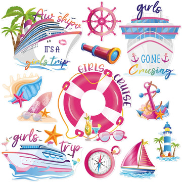 Dazoratix Girls Trip Cruise Decorations - 12 Pcs Ship Cabin Door Magnets Stateroom Accessories Anchor Palm Magnetic Stickers For