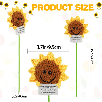 Dafuriet Mini Funny Positive Potato, 3 Inch Knitted Wool Doll With Positive Card For Cheer Up Gifts And Party Decorations, Cute Wool Positive Potato Crochet Doll For Birthday Gifts (Sunflower)